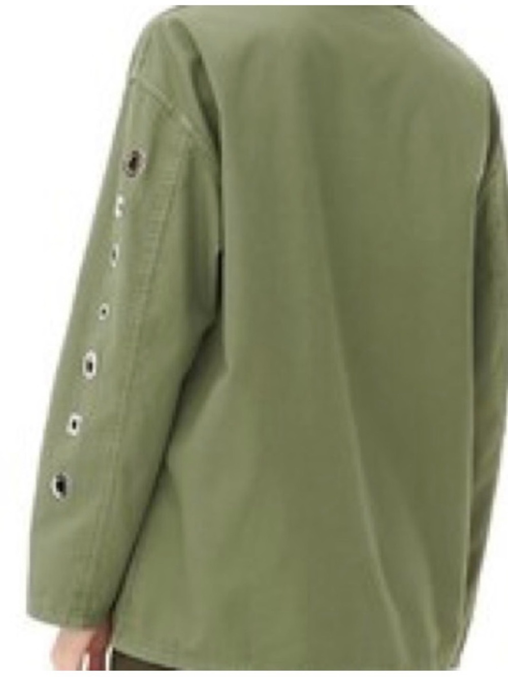 Brooklyn Karma Women Green Shacket Utility Jacket Geometric Grommets Pockets S - Picture 3 of 14